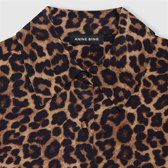Anine Bing Bridget Skjorte, Black And Brown Leopard